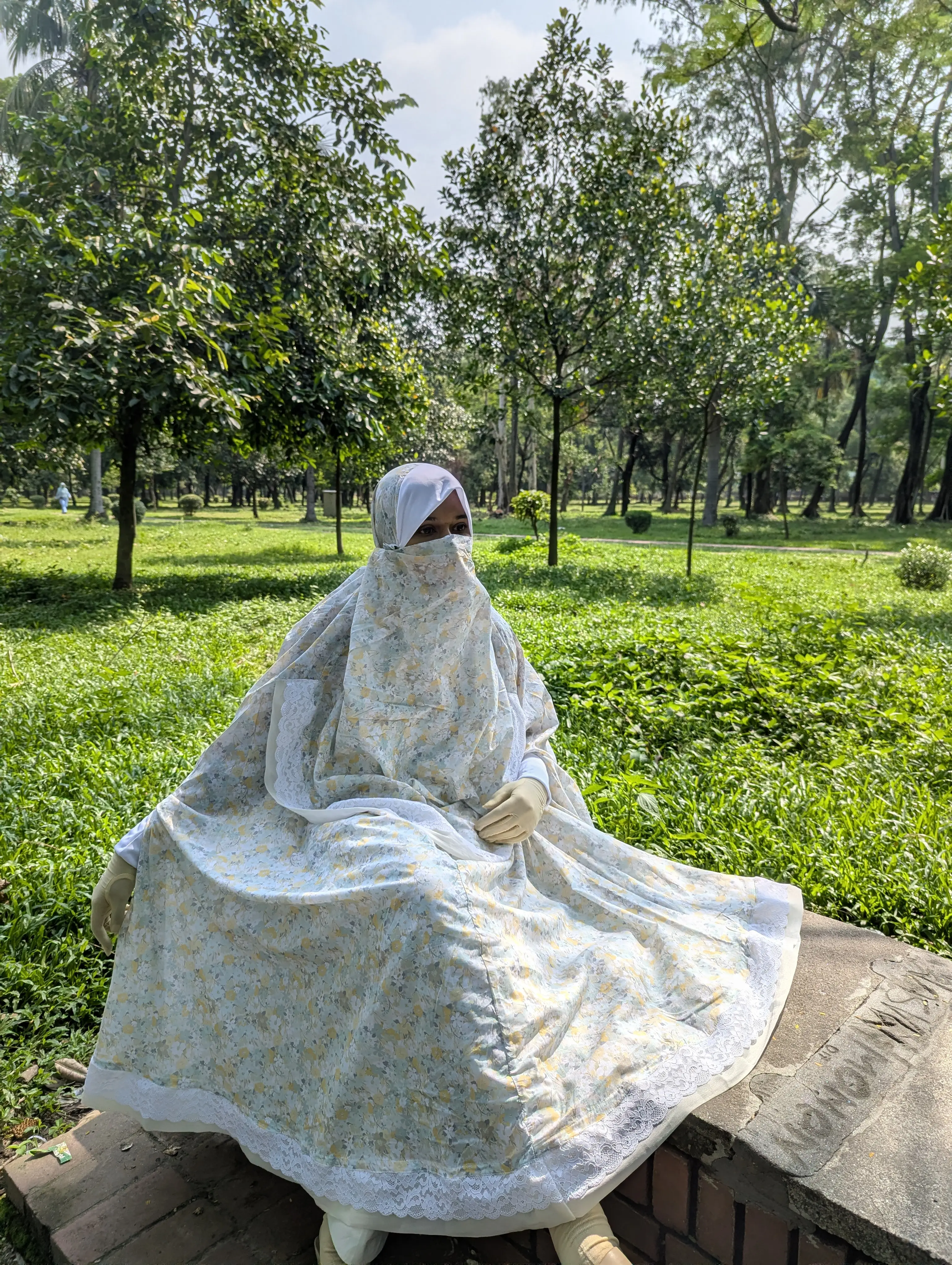 Green Print Khimar with Niqab