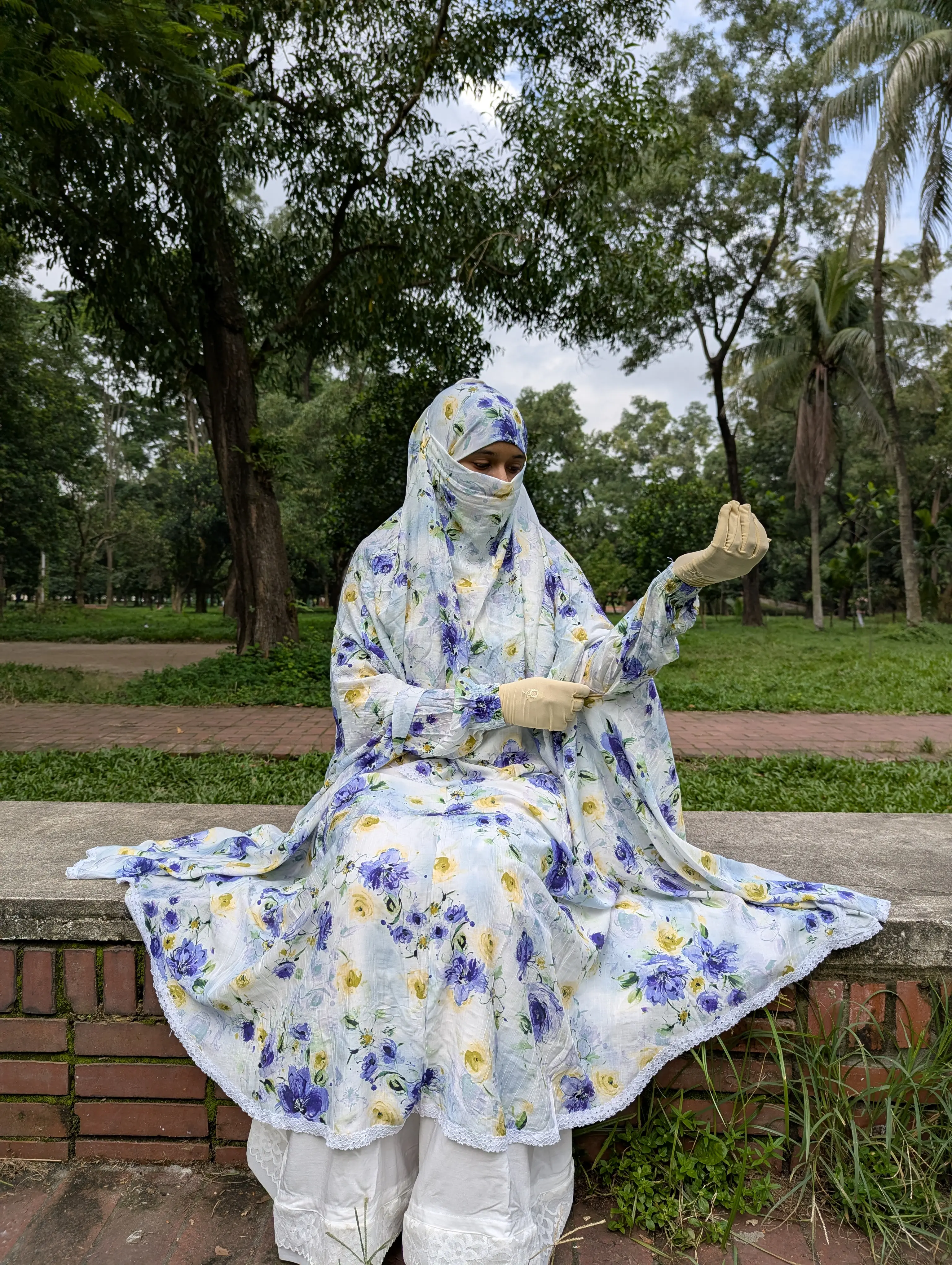 White Blue New Khimar