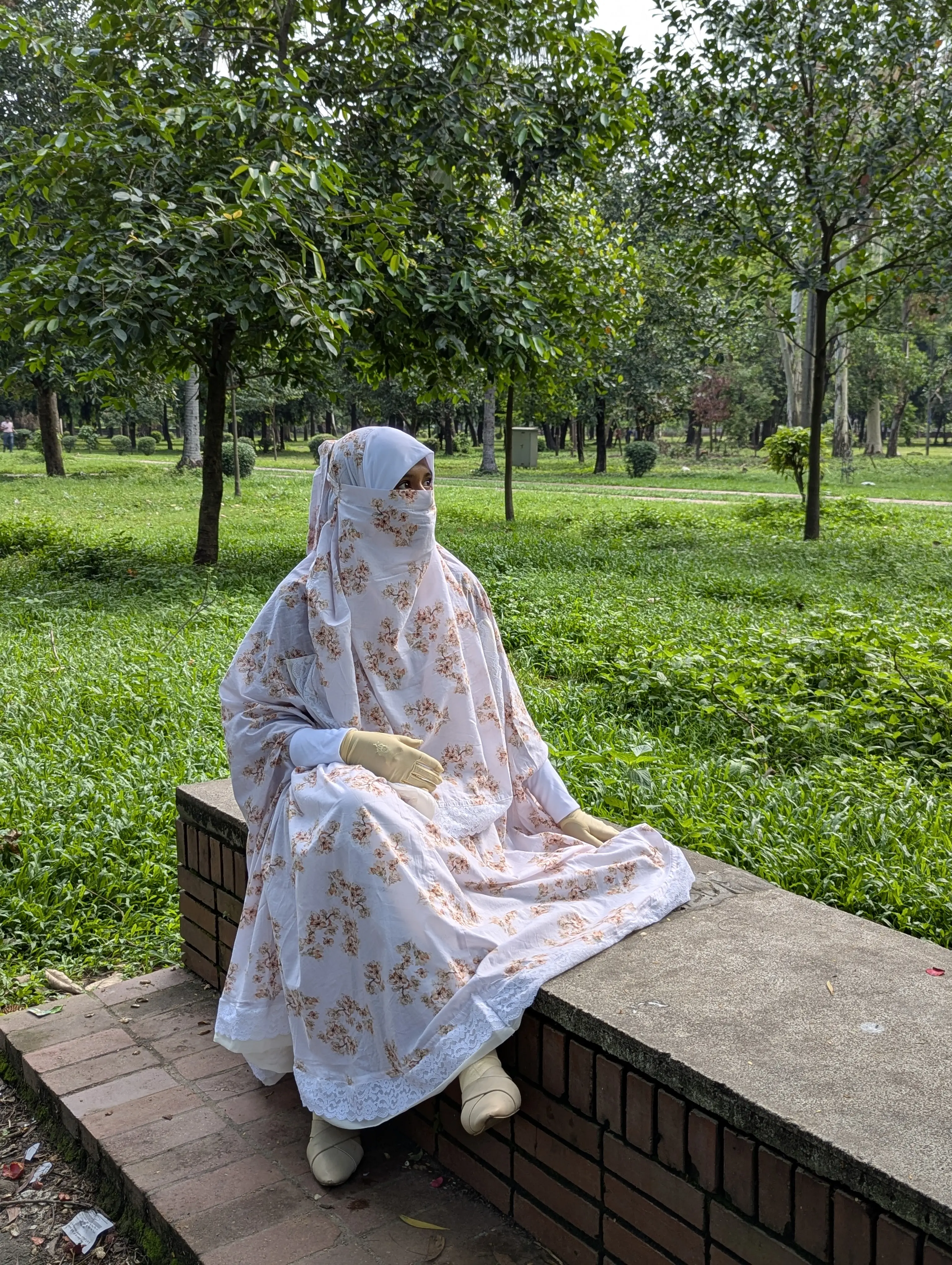 Brown Print Khimar with Niqab