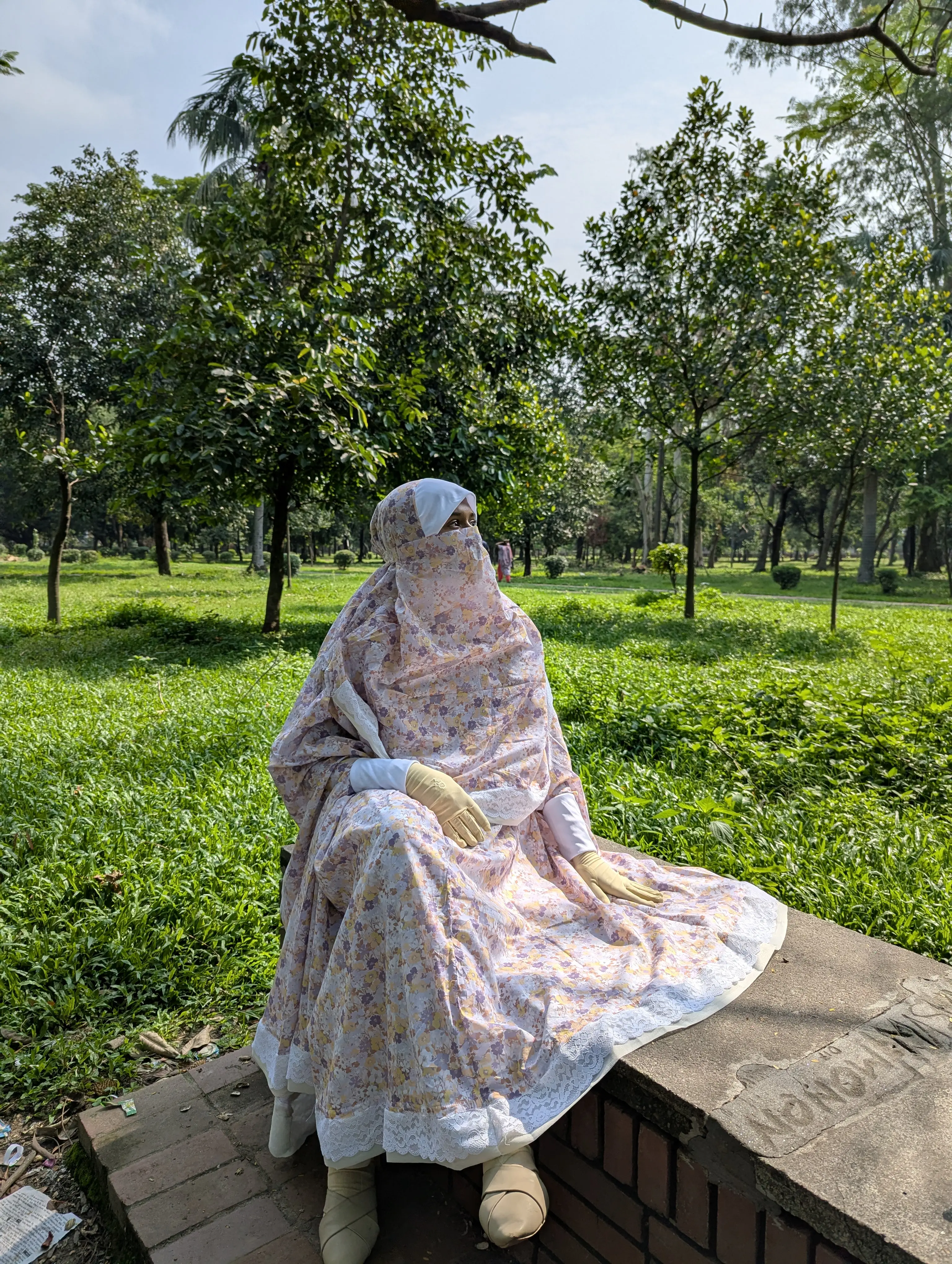 Violet Print Khimar with Niqab