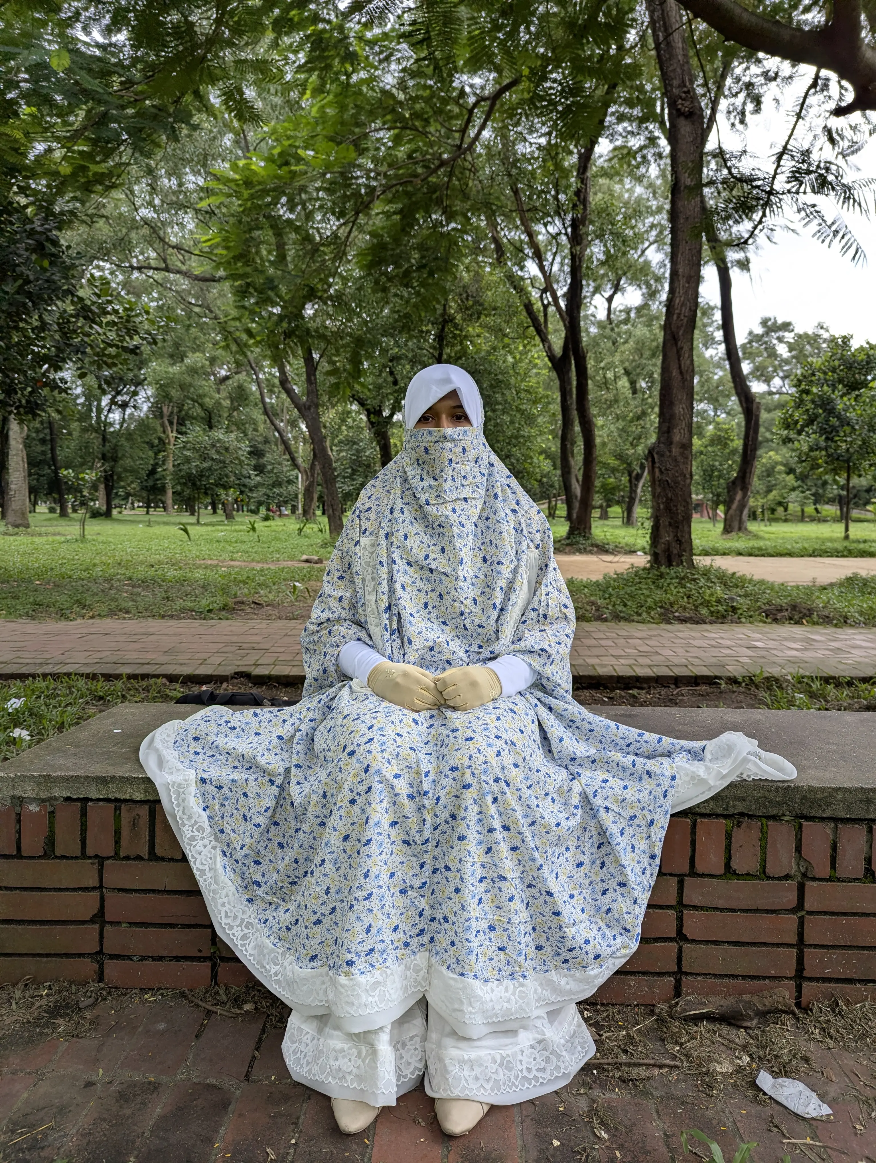 Mosaic-Blue Khimar with Niqab