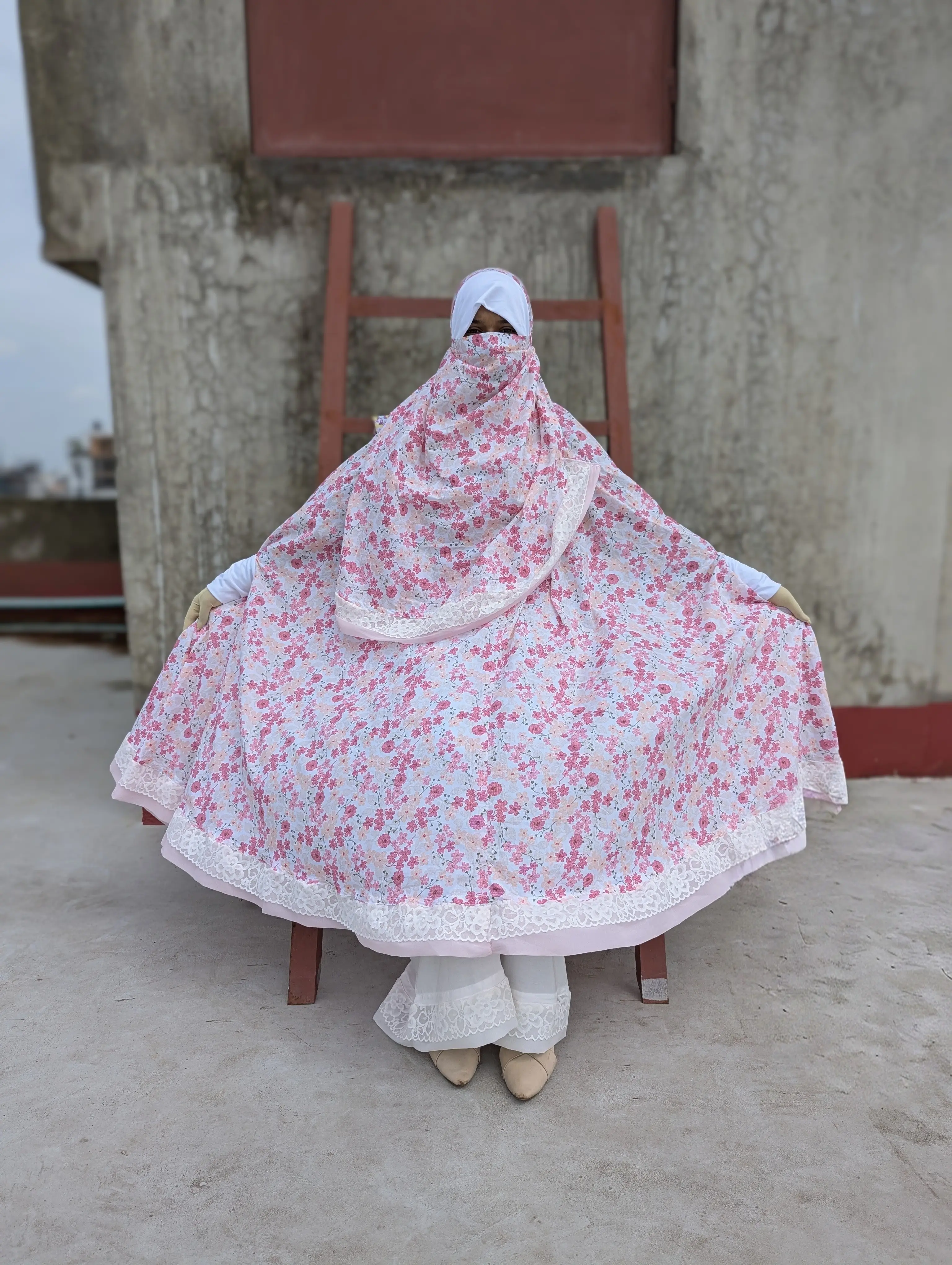 Pink Sparse khimar with Niqab