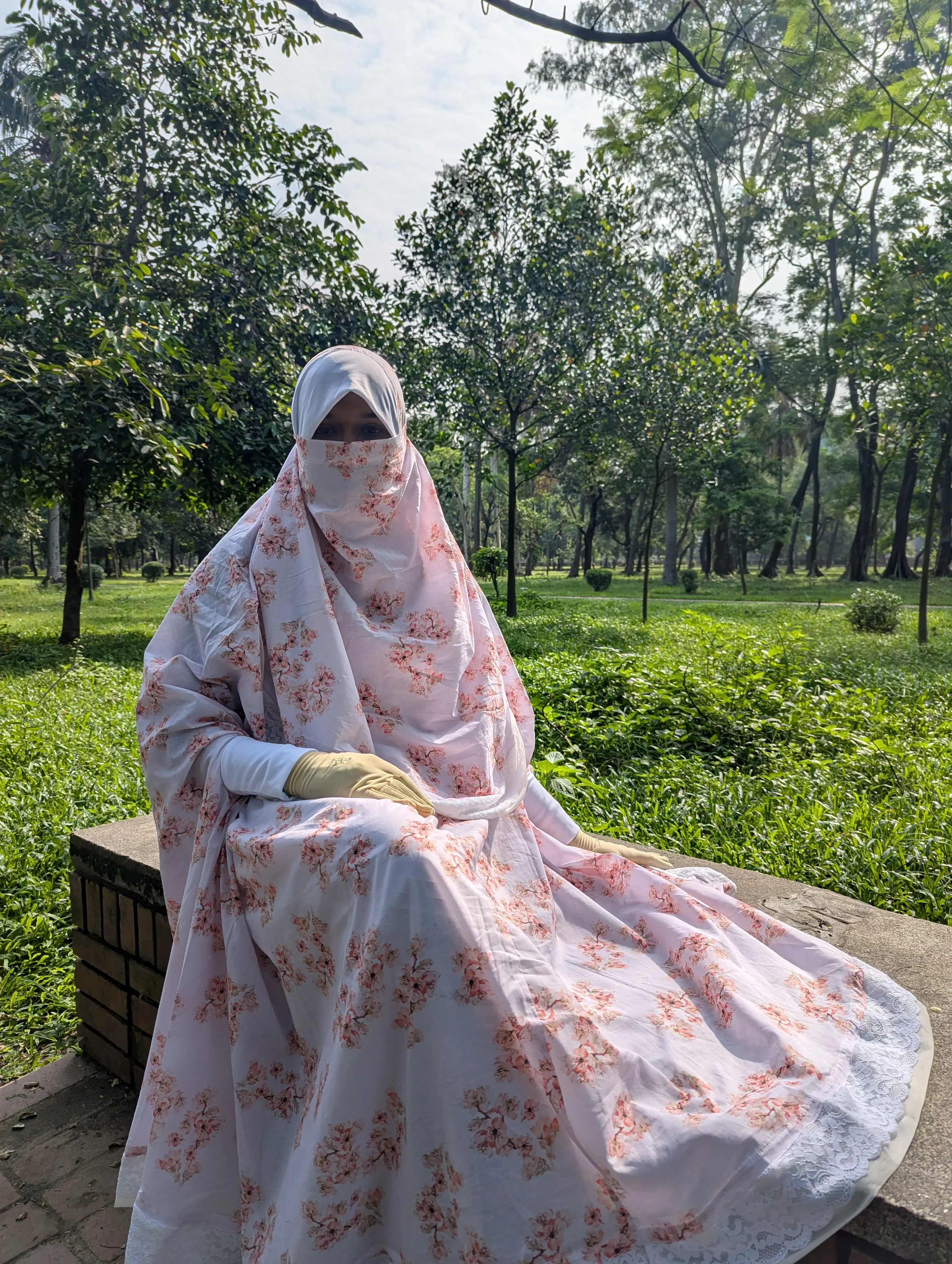 Red Print Khimar with Niqab