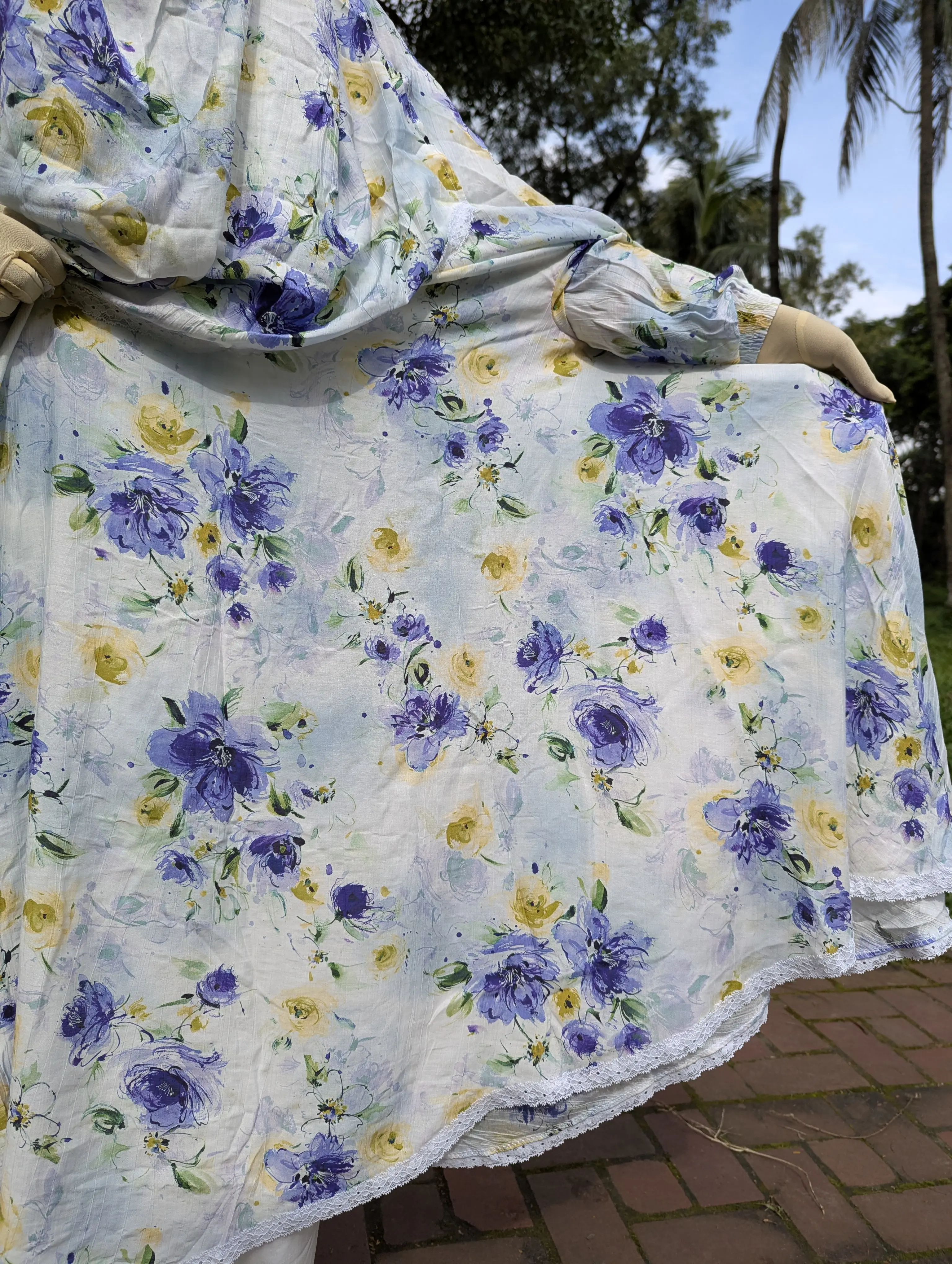 White Blue New Khimar