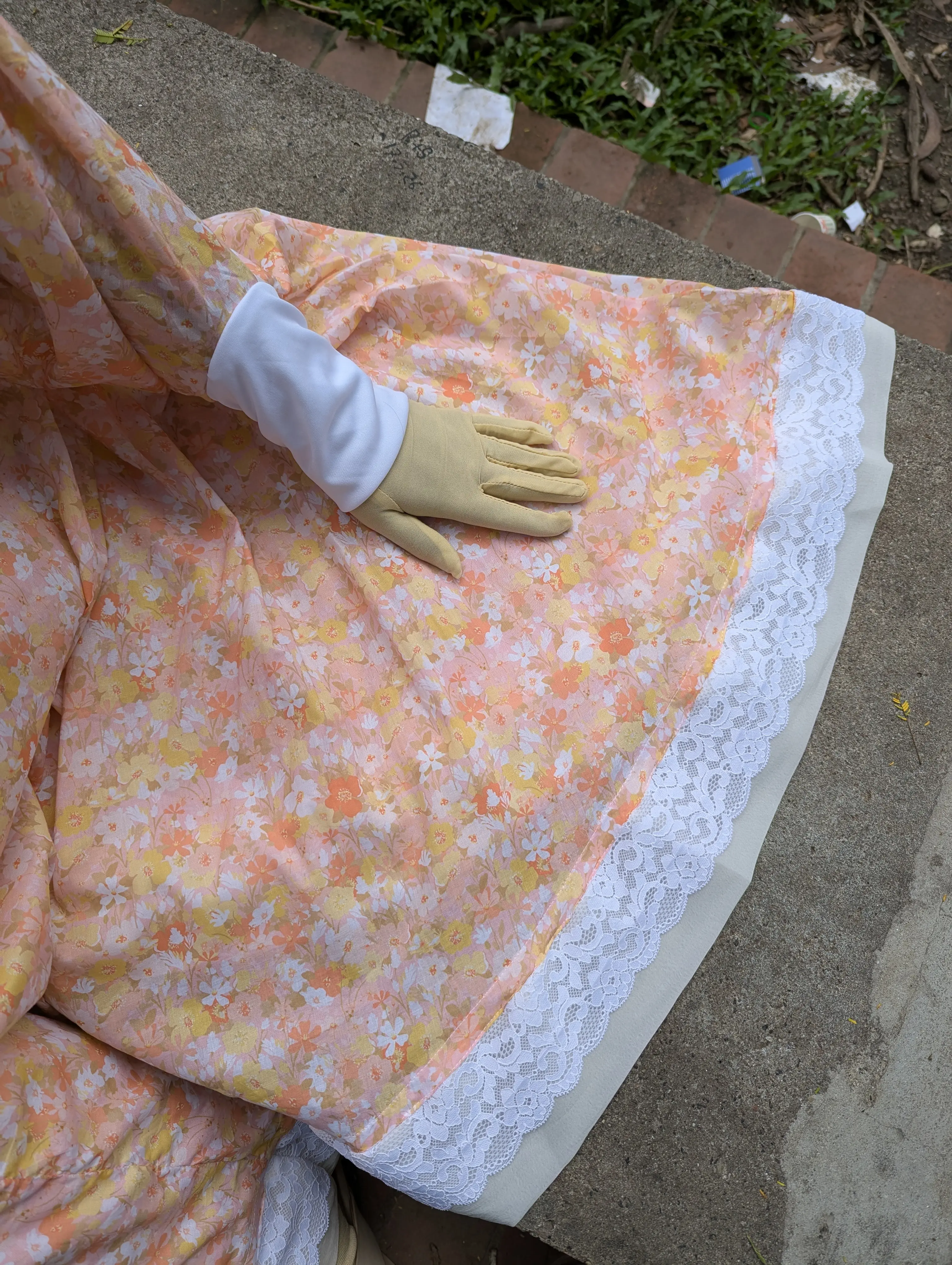 Orange Print Khimar with Niqab