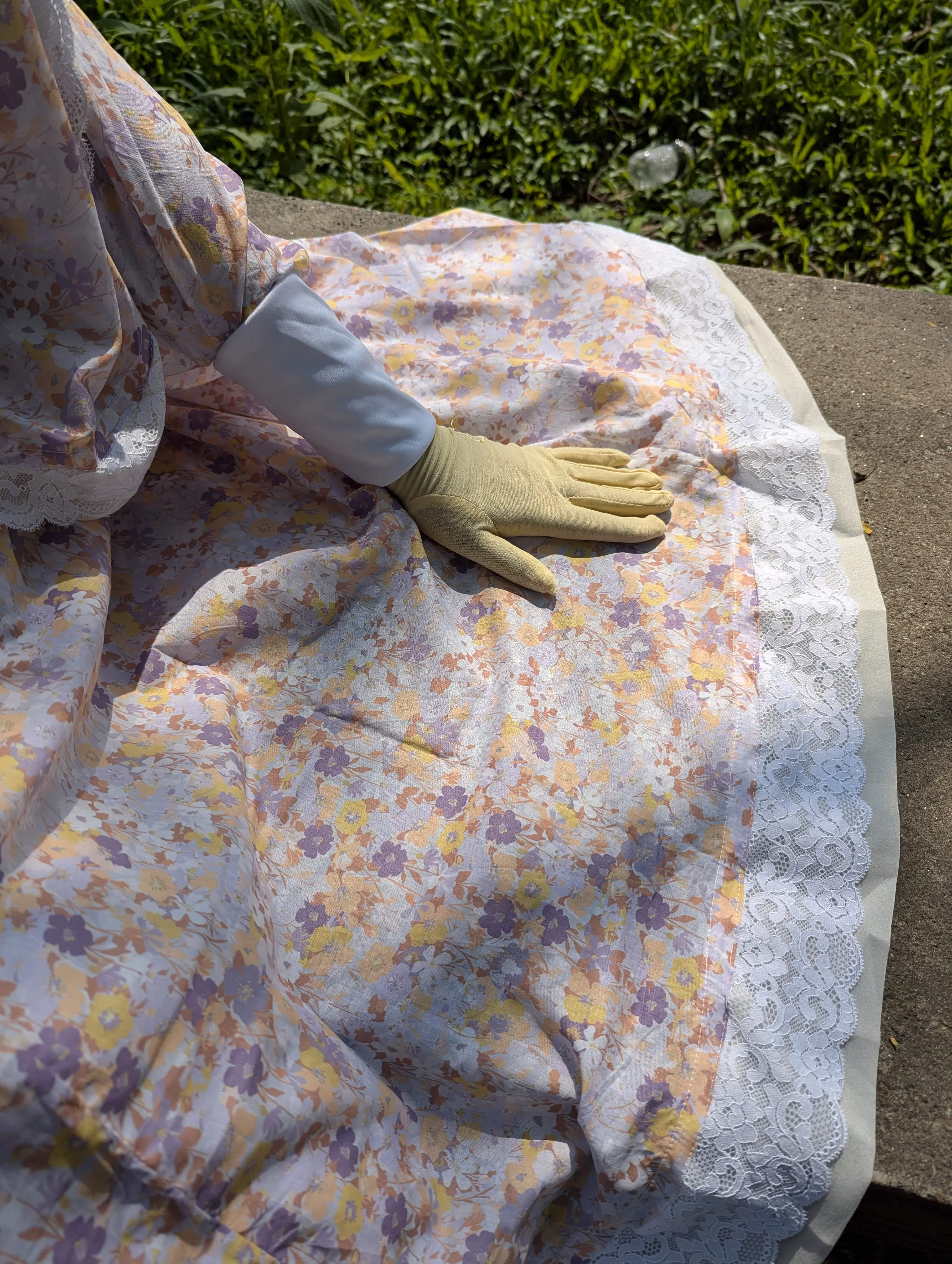 Violet Print Khimar with Niqab