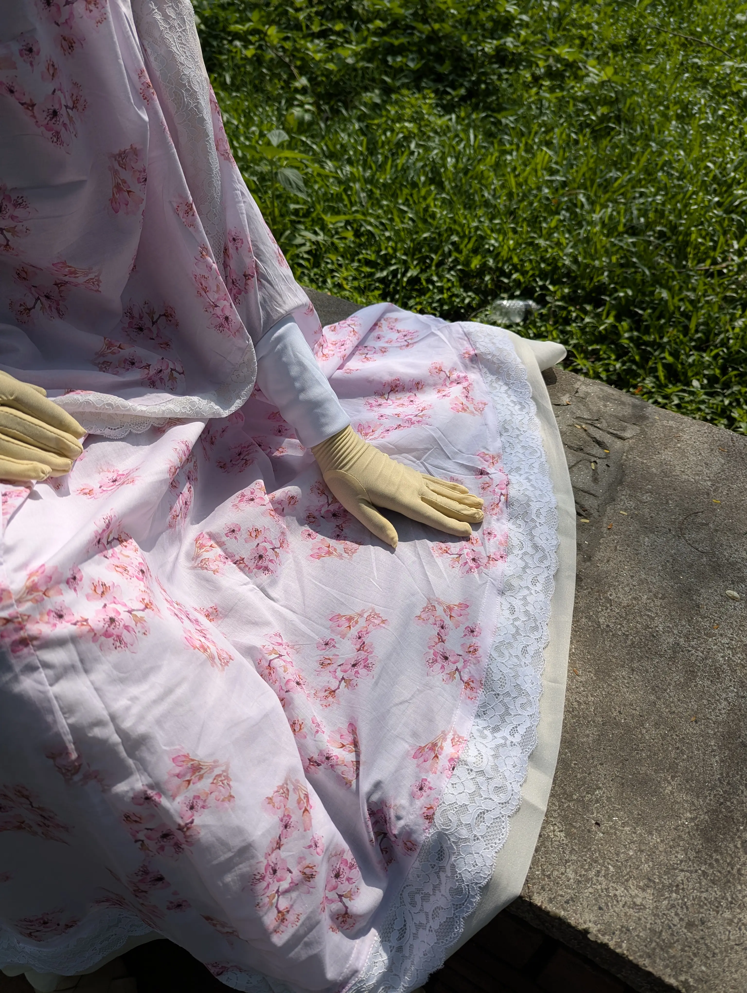 Pink Print Khimar with Niqab